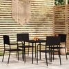 vidaXL Garden Dining Set Black PE Rattan, Powder-Coated Steel, Glass