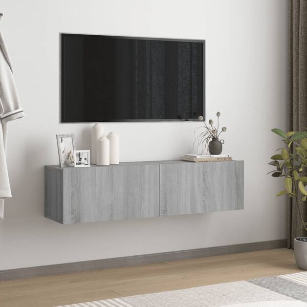 vidaXL TV Wall Cabinet Gray Sonoma Engineered Wood 47.2 x 11.8 x 11.8 in