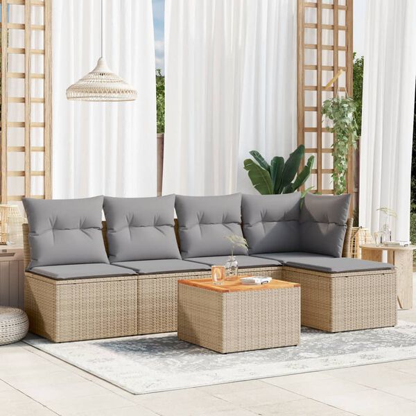 vidaXL Garden Sofa Set Mix beige, Light grey