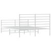 vidaXL Bed Frame White Powder-Coated Steel Full Bed Frame Rectangular