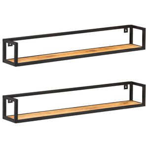 vidaXL Wall Shelf Set of 2 Natural Wood Solid Acacia Wood 47.2 in