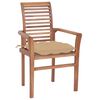 vidaXL Dining Chair Set of 8 Teak wood with beige cushions