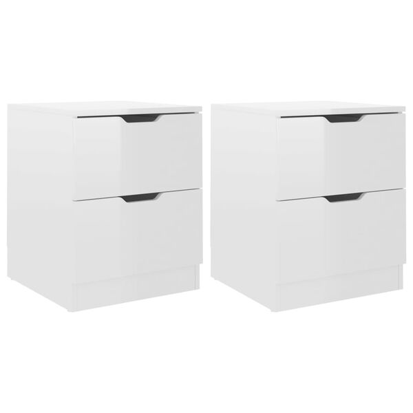 vidaXL Bedside Cabinet Set of 2 High gloss white Engineered wood