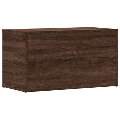 Side view of wooden storage chest with wood grain and smooth edges