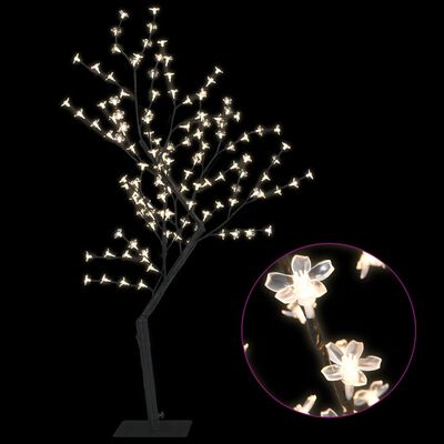 vidaXL Christmas Tree 128 LEDs Warm White Light Cherry Blossom 4 ft