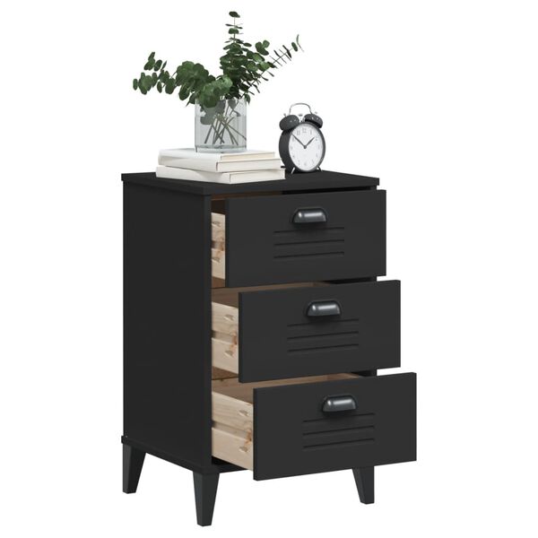 vidaXL Bedside Table Black Engineered wood, plastic Compact