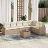 vidaXL Garden Sofa Set Beige PE rattan, powder-coated steel, tempered glass