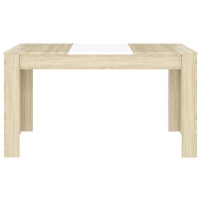 vidaXL Dining Table White and Sonoma Oak 55.1"x29.3"x29.9" Engineered Wood