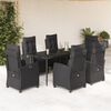 vidaXL 7 Piece Patio Dining Set with Cushions Black Poly Rattan