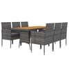 vidaXL Outdoor Dining Set Grey PE rattan, steel, solid acacia wood, foam