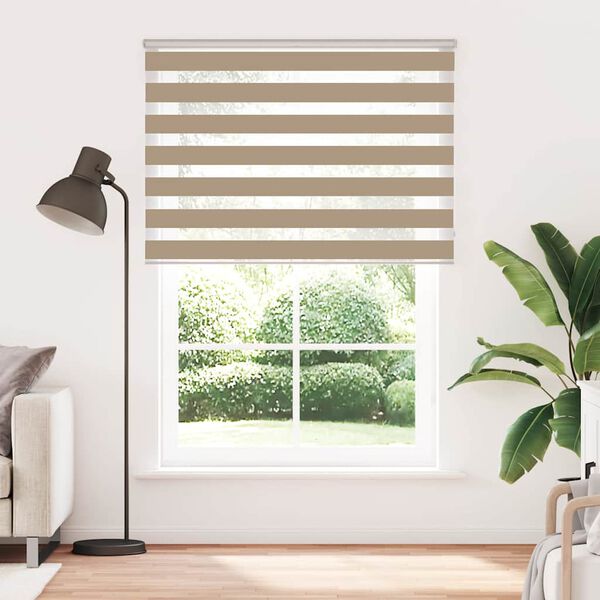 vidaXL Zebra Blind Sand brown Polyester, Aluminum 61 in x 78.7 in