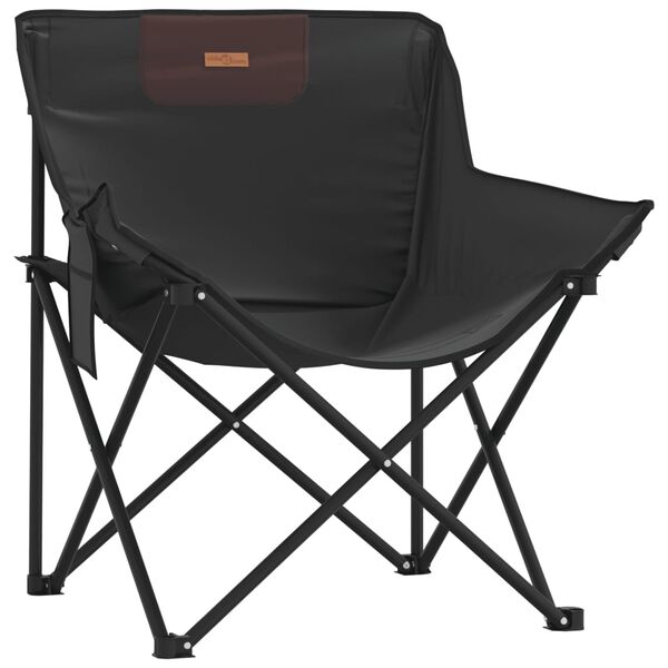 vidaXL Camping Chair Black 600D polyester with PE coating, Steel Medium