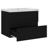 vidaXL Sink Cabinet With Basin Black, White Engineered wood, Ceramic