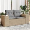 vidaXL Garden Sofa Beige Poly Rattan 2-Seater Adjustable Legs