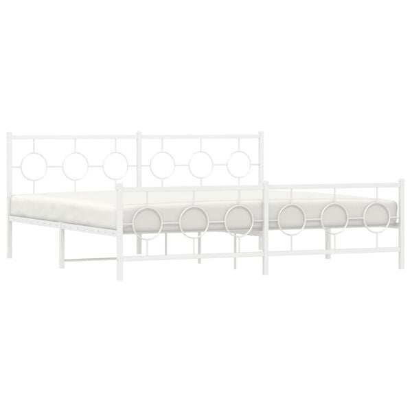 vidaXL Bed Frame White Powder-Coated Steel Double Durable Bed Frame