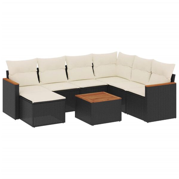 vidaXL Garden Sofa Set Black, Cream White