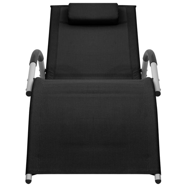 vidaXL Sun Lounger Black and Gray Textilene, Aluminum, Powder-Coated Steel