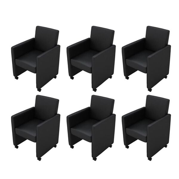 vidaXL Dining Chair Pack of 6 Black Polyurethane Standard Ergonomic