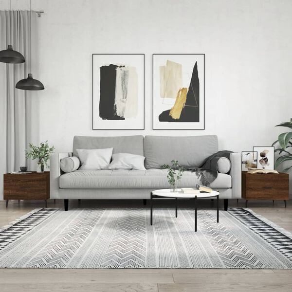 vidaXL Coffee Table Set of 2 Brown Oak Engineered wood, Iron