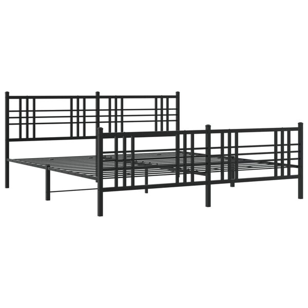 vidaXL Bed Frame Black Steel Full Bed Frame Rectangular Traditional