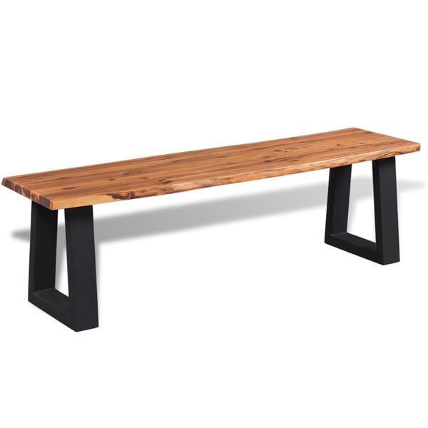 vidaXL Bench Brown and black Solid acacia wood, powder-coated metal