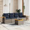 vidaXL 5 Piece Patio Sofa Set with Cushions Grey Poly Rattan (US only)
