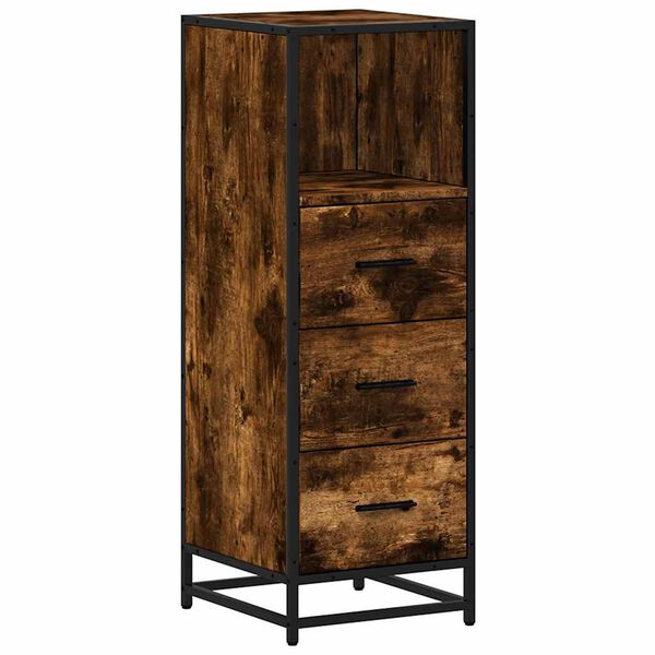 vidaXL Bathroom Cabinet Smoked oak Engineered wood, metal Narrow