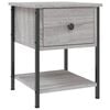 vidaXL Bedside Table Grey Sonoma Engineered Wood, Iron Small Nightstand
