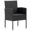 vidaXL Garden Dining Set Black PE rattan, powder-coated steel, glass