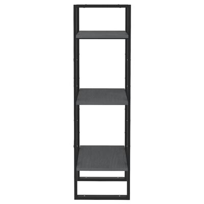 vidaXL 3-Tier Book Cabinet Gray 15.7"x11.8"x41.3" Solid Pinewood