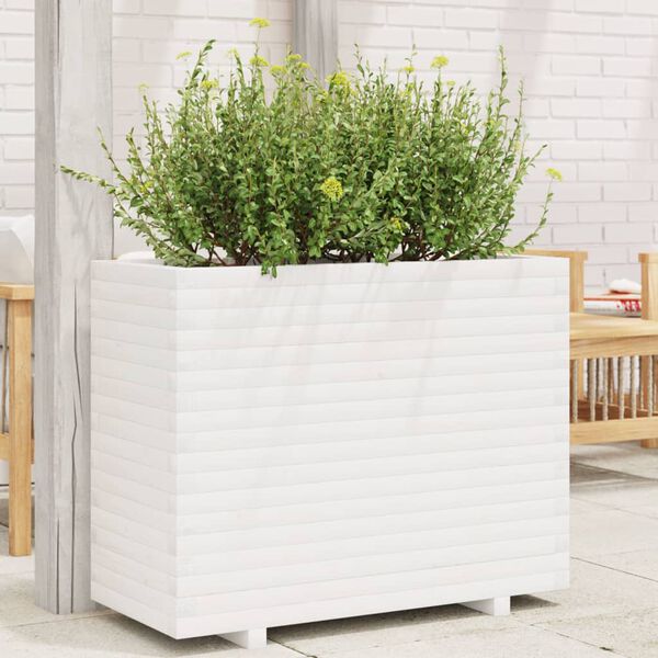 vidaXL Garden Planter White Solid pine wood 35.4 x 15.7 x 28.3 in