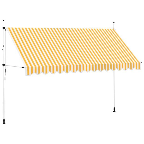 vidaXL Retractable Awning Orange and White Polyester with PU coating, Steel