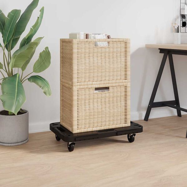 vidaXL Transport Trolleys 3 pcs Black 22.8"x15"x4.7" Polypropylene