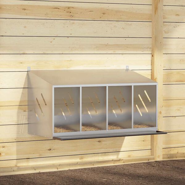 vidaXL Chicken Nesting Box Galvanized Silver Cold-rolled Steel Medium