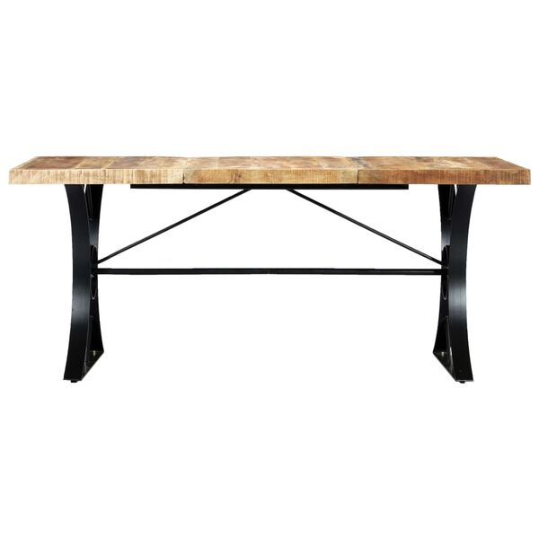 vidaXL Dining Table Brown, Black Solid Mango Wood, Steel 70.9 x 35.4 in