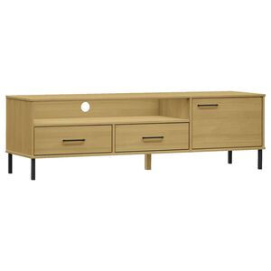 vidaXL TV Cabinet Brown Solid pine wood, metal Medium TV Cabinet