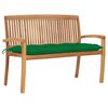 vidaXL Garden Bench Teak with Green Cushion Fine sanded teak hardwood