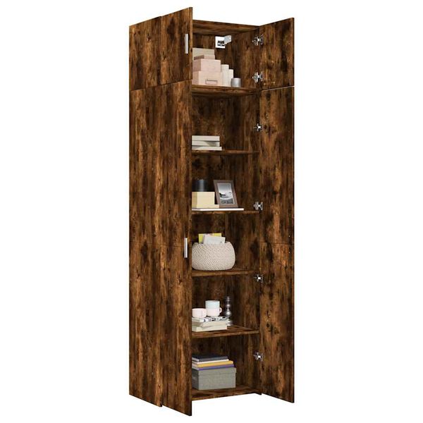 vidaXL Storage Cabinet Smoked Oak 27.6"x16.7"x88.6" Engineered Wood