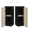 vidaXL Wall Cabinet Set of 2 Black Solid pine wood Medium Wall Cabinet