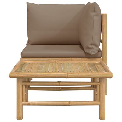 vidaXL 2 Piece Patio Lounge Set with Taupe Cushions Bamboo