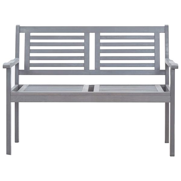 vidaXL Patio Bench Grey Solid eucalyptus wood 2-Seater Ergonomic