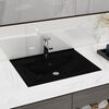 vidaXL Luxury Basin with Faucet Hole Matt Black 23.6x18.1" Ceramic