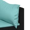 vidaXL Patio Corner Sofa Black with water blue cushions