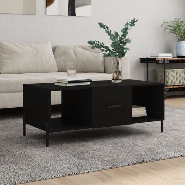 vidaXL Coffee Table Black Engineered wood, iron 40.2 x 19.7 x 15.7 in