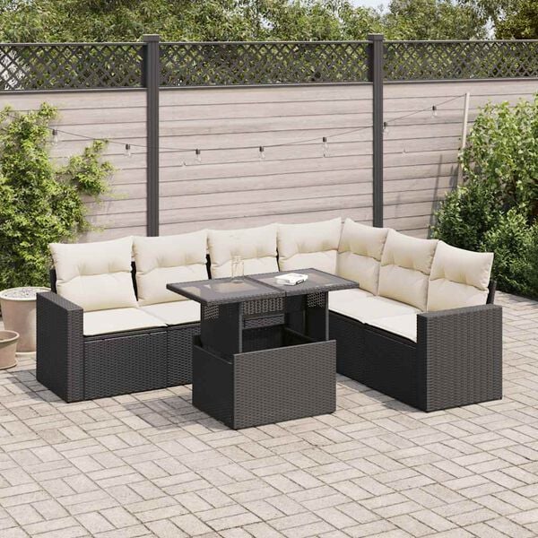 vidaXL Garden Sofa Set Black, Cream White