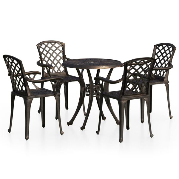 vidaXL Bistro Set Bronze Cast Aluminum Standard Decorative Inlays