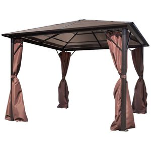 vidaXL Gazebo with Curtain Brown Aluminum 118.1"x118.1"