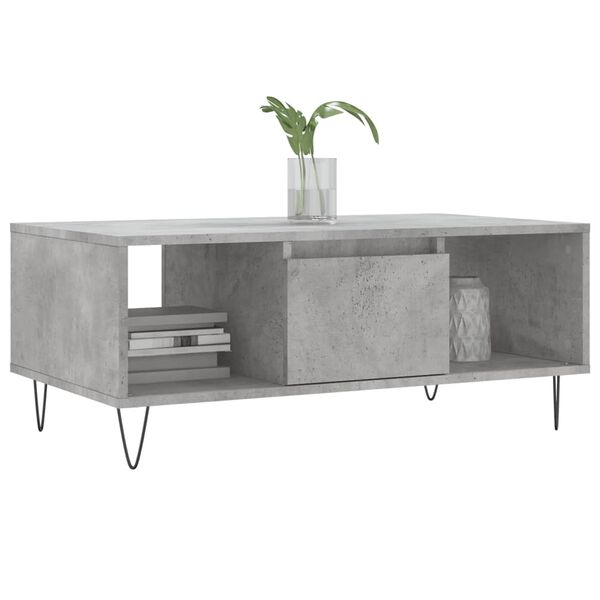 vidaXL Coffee Table Concrete Grey Engineered Wood, Metal Mid-sized