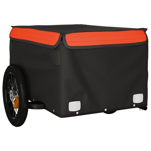 vidaXL Bike Trailer Black and Orange 66.1 lb Iron