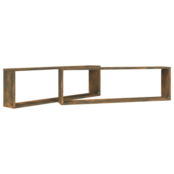 vidaXL Wall Cube Shelves 2 pcs Smoked Oak 39.4x5.9x11.8" Engineered Wood